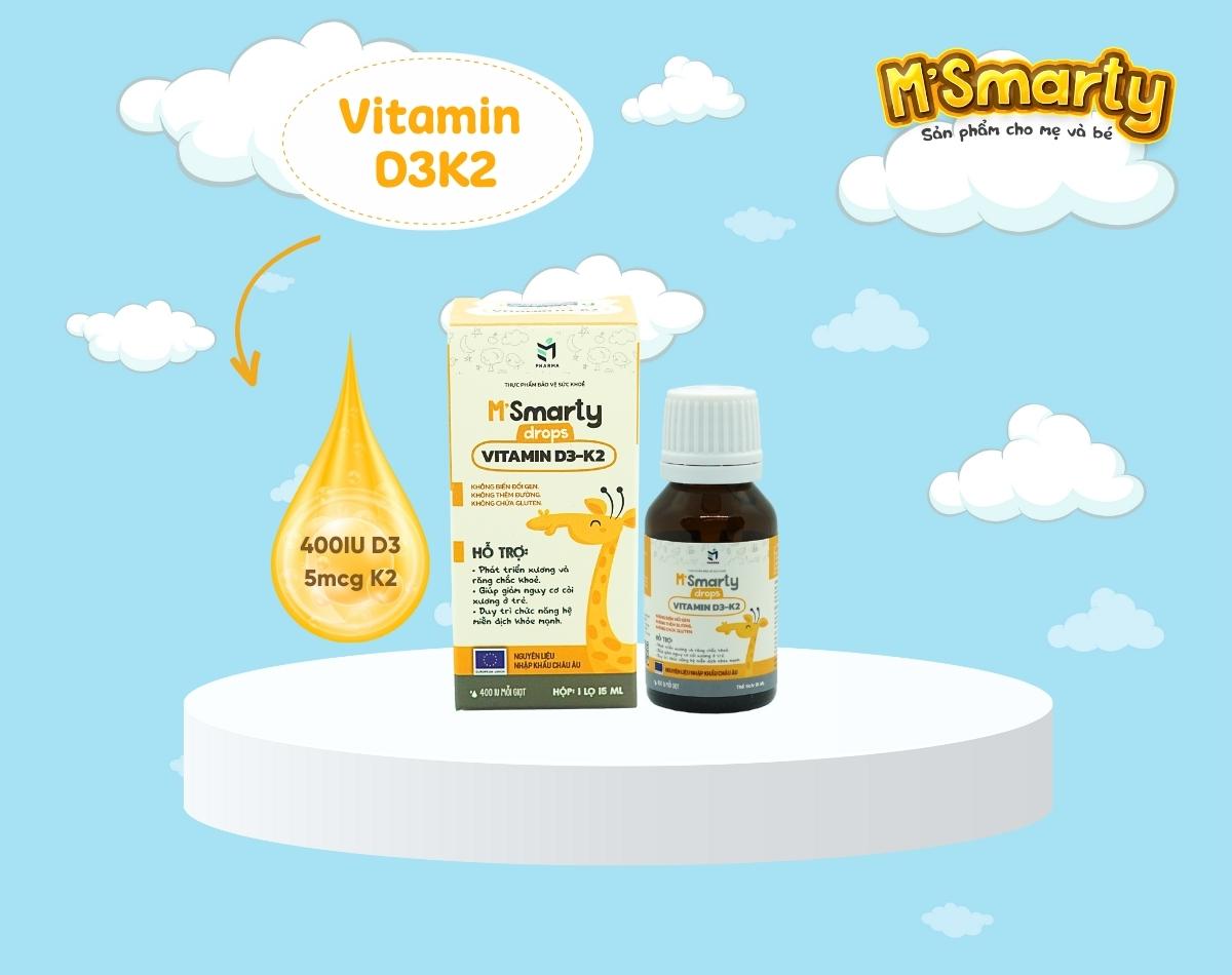 Combo sơ sinh M'Smarty Vitamin D3K2 M'Smarty